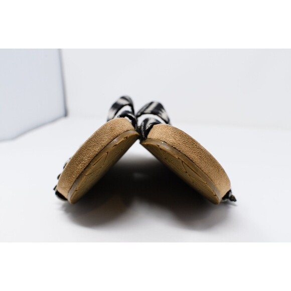 Minnetonka Double Strap Sandals Womens 8 Black White Buckle Slip On Slides aztec - Picture 5 of 7